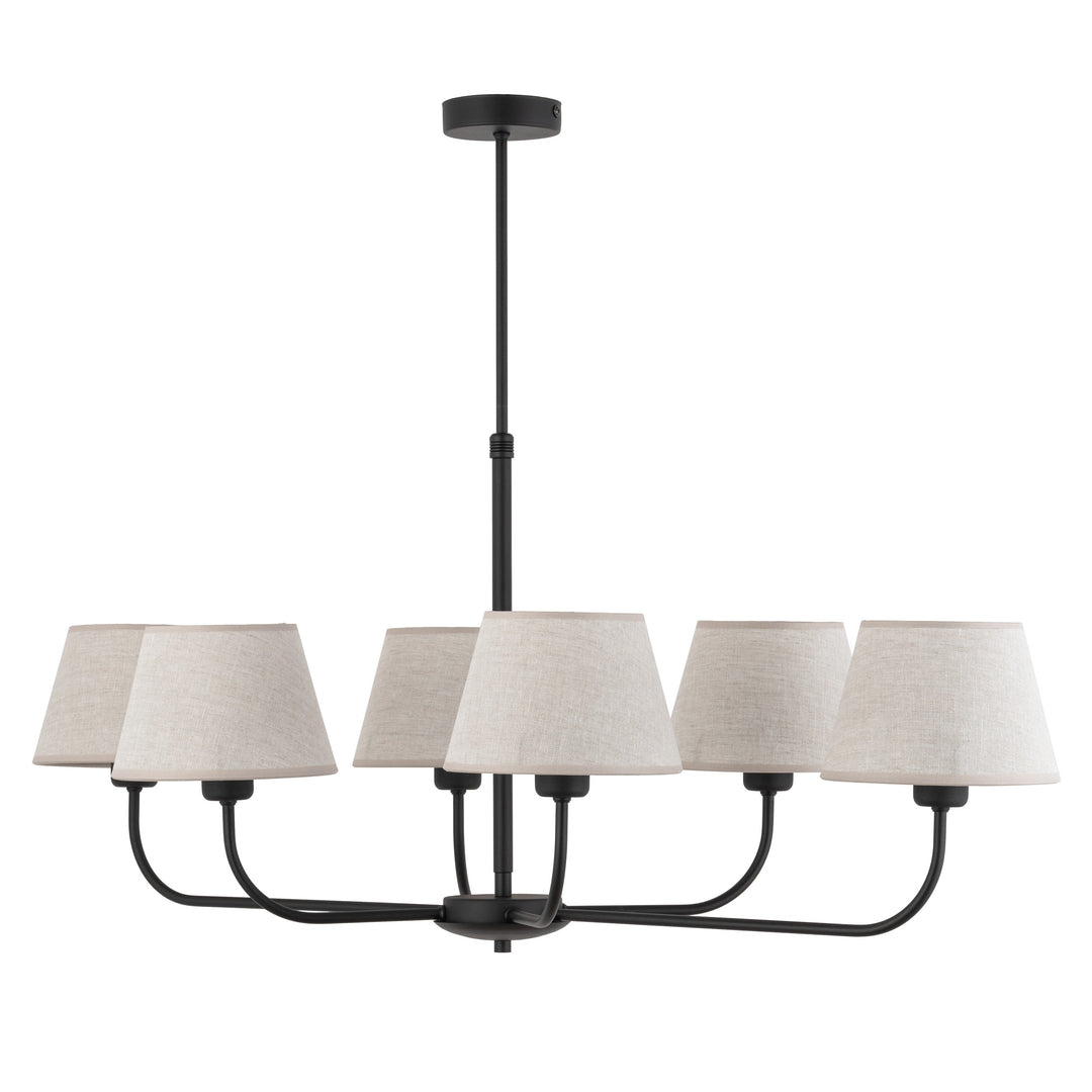 Produktbillede af TK Chicago loftlampe m. 6 skærme natur hør stof og sort stål i premium kvalitet