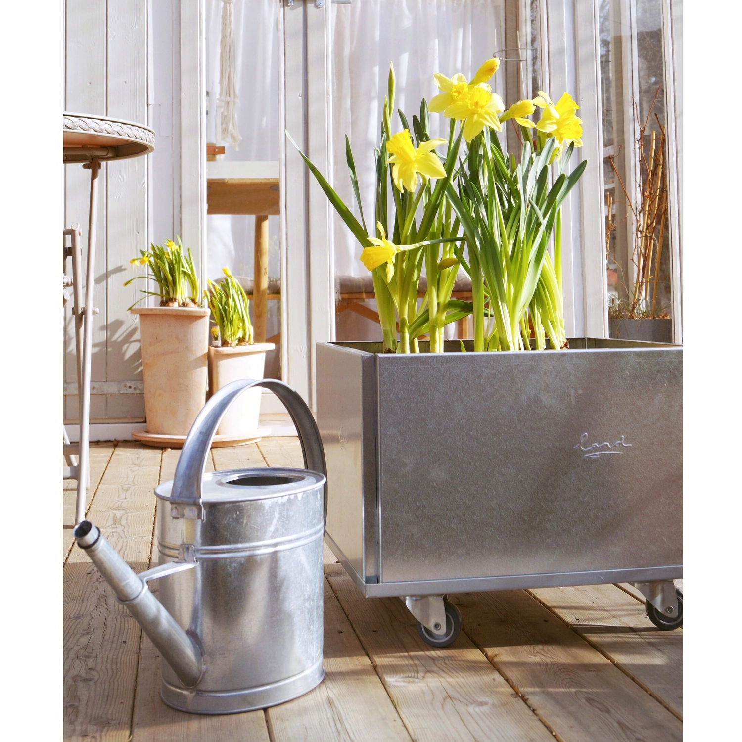Produktbillede af Dobbelt højbed på hjul (50 cm højde) galvaniseret 40X40 cm på tilbud i høj kvalitet