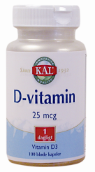 Produktbillede af KAL D-Vitamin 25 mcg 100 kapsler på tilbud