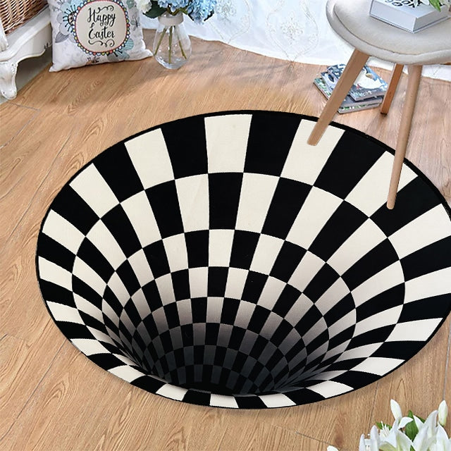 Produktbillede af Køb Rundt Vortex 3D illusion tæppe 100 cm skridsikker på tilbud
