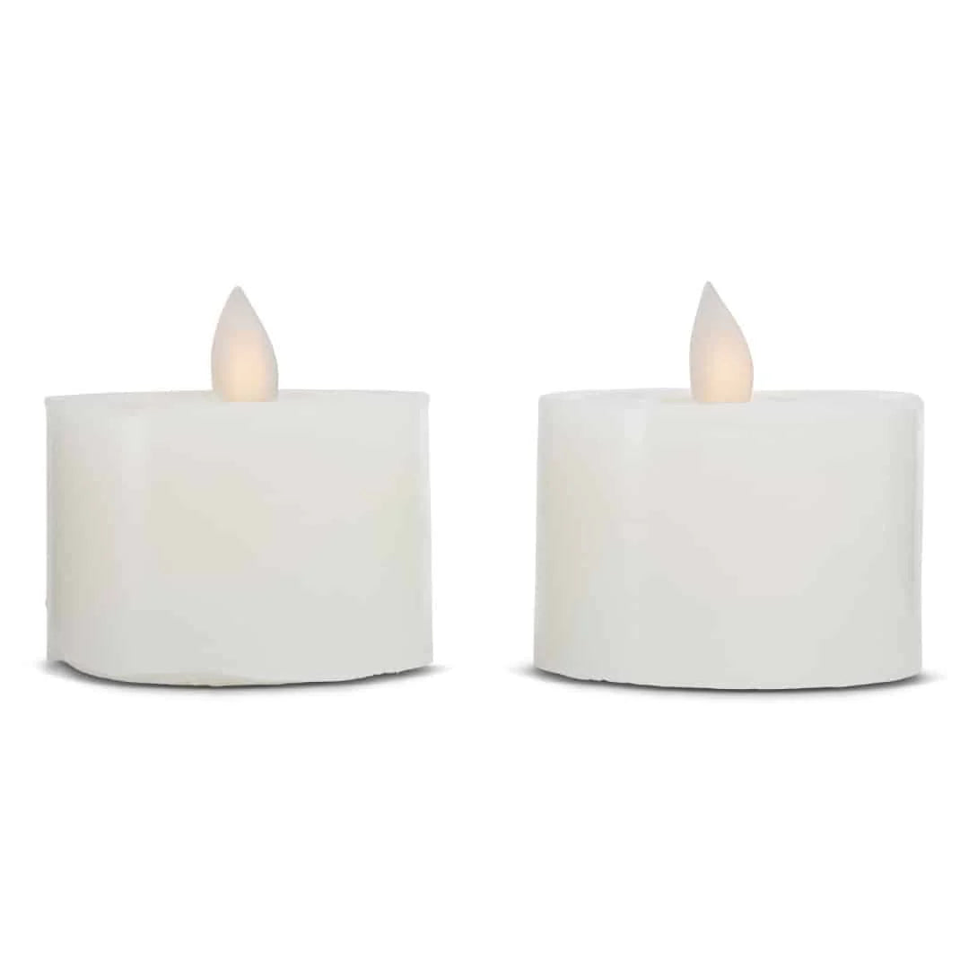 LED fyrfadslys stearin 2 stk. 3 cm m/bevægelig flamme (flere farver) Hvid