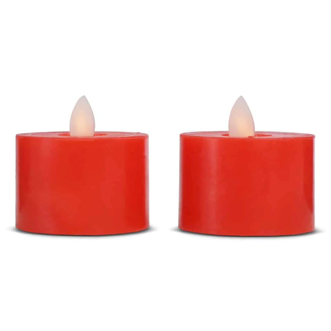 LED fyrfadslys stearin 2 stk. 3 cm m/bevægelig flamme (flere farver) Rød