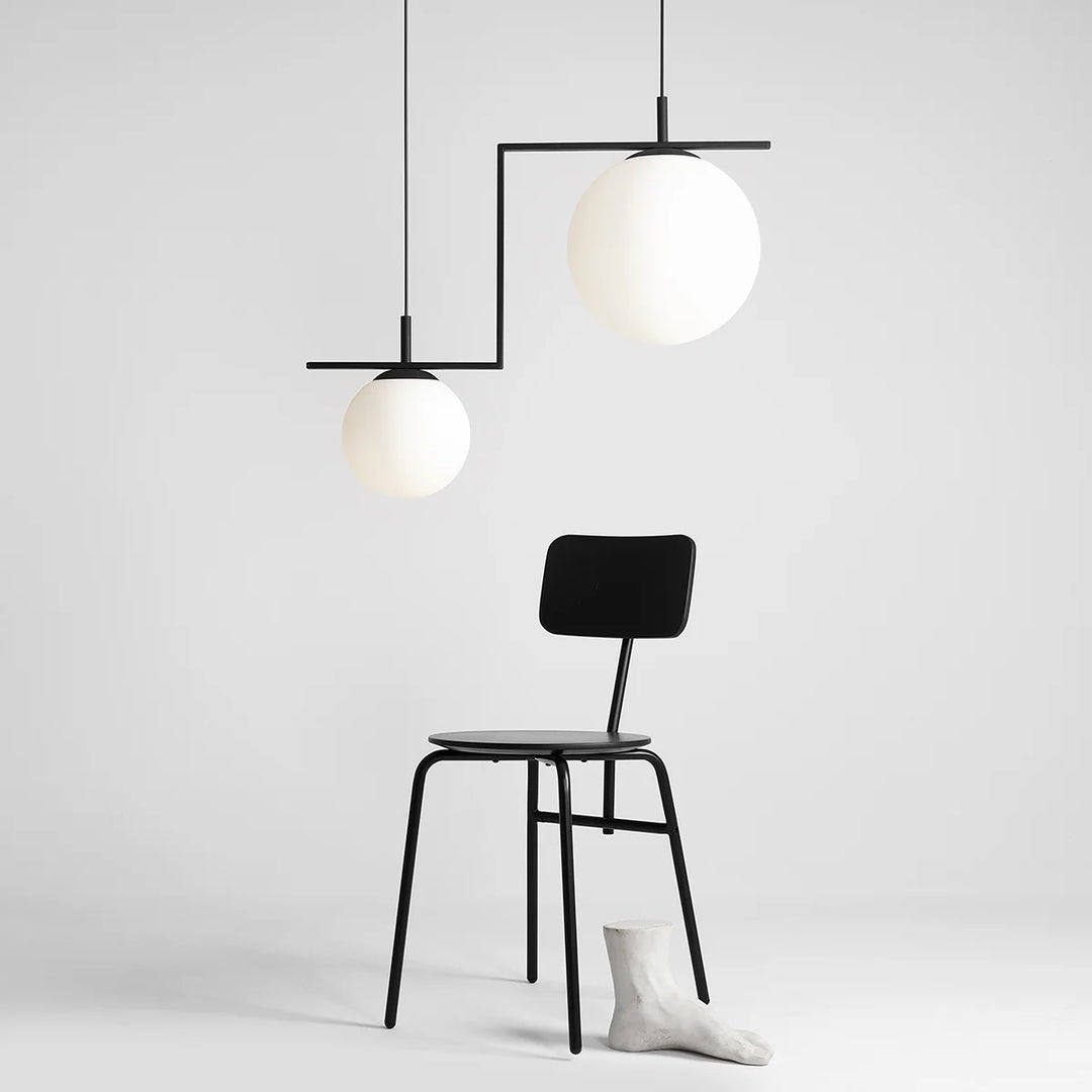 Moma - Loftlampe i sort metal og to farver glas
