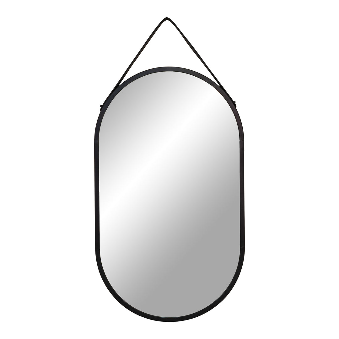 HOUSE NORDIC Trapani vægspejl m. PU strop oval spejlglas og sort stål 60x35