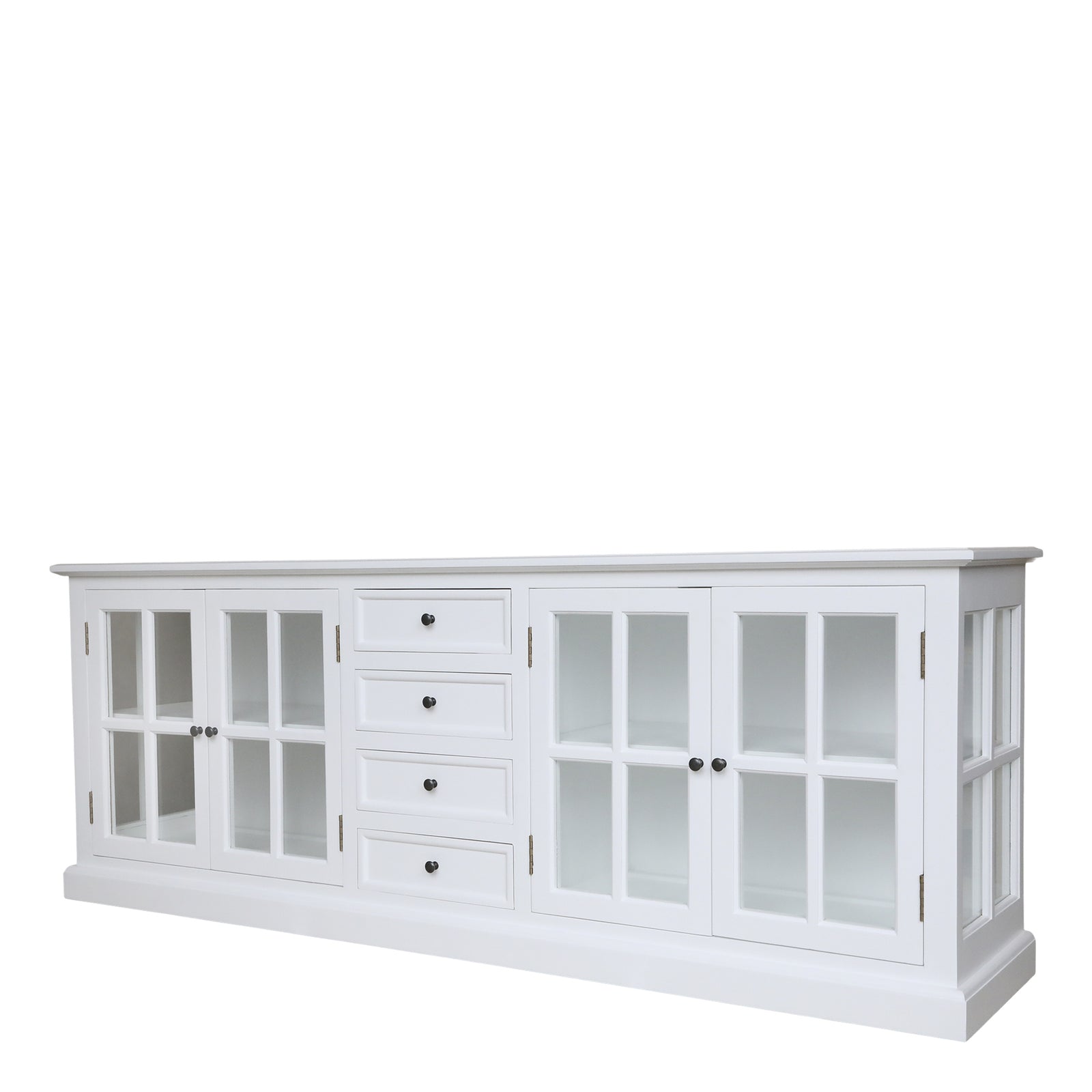 Produktbillede af CHIC ANTIQUE MARSEILLE VITRINE/SKÆNK MED 4 LÅGER/4 SKUFFER HVID 220 i premium kvalitet