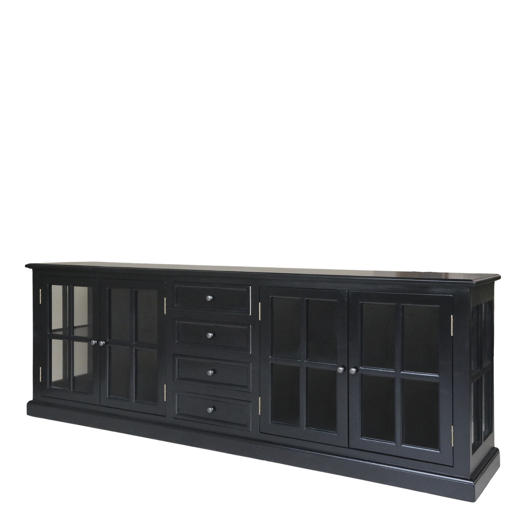 Produktbillede af CHIC ANTIQUE MARSEILLE VITRINE/SKÆNK M/4 LÅGER SORT 220 i premium kvalitet