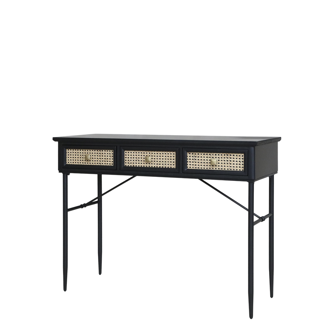 Produktbillede af CHIC ANTIQUE SKRIVEBORD M/3 SKUFFER/FLET SORT 110 i premium kvalitet