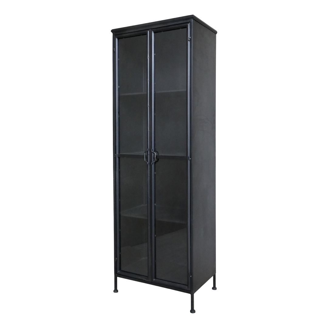 Produktbillede af CHIC ANTIQUE VITRINESKAB M/2 GLASLÅGER/HYLDER SORT 184 i premium kvalitet