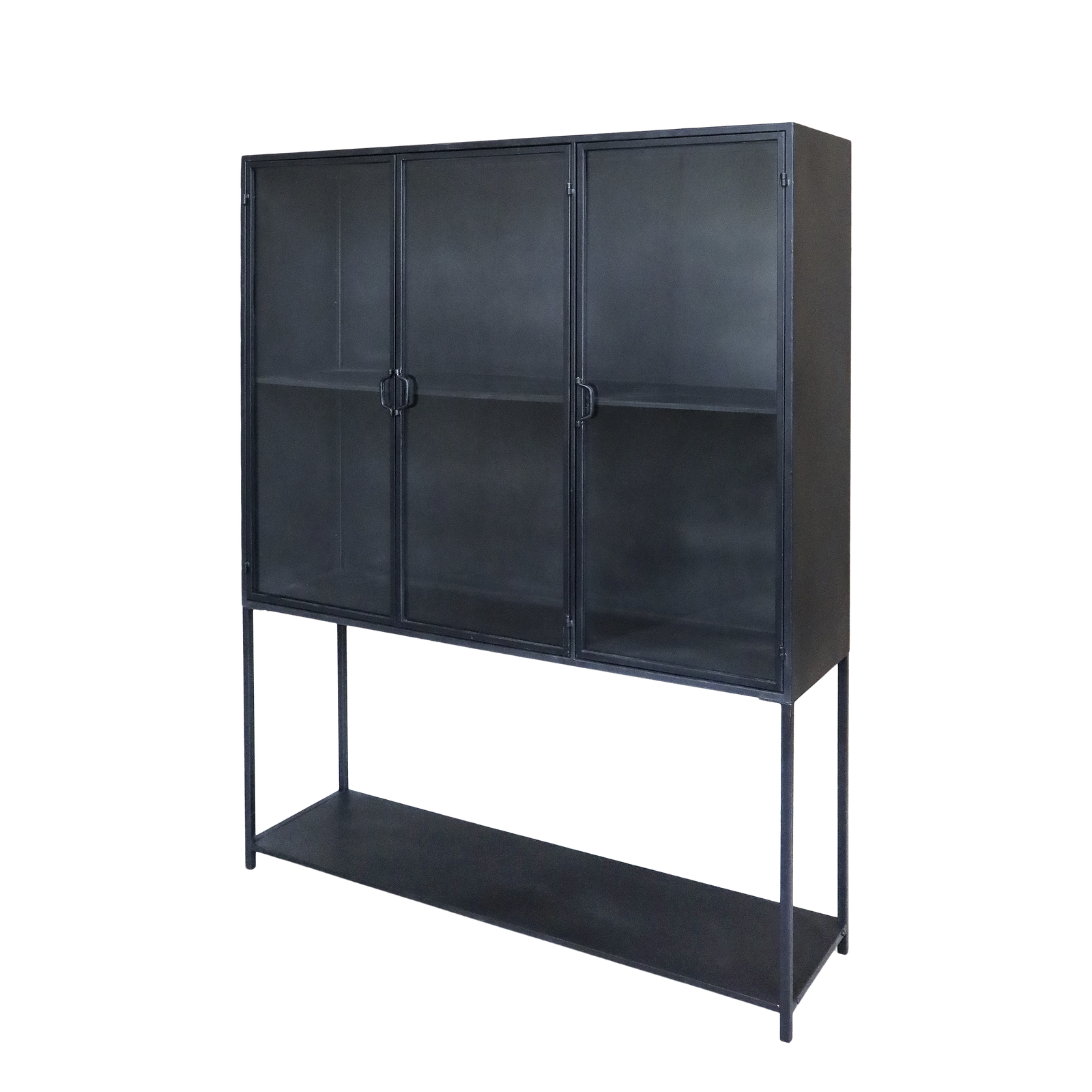 Produktbillede af CHIC ANTIQUE VITRINESKAB M/3 GLASLÅGER/HYLDER SORT 175 i premium kvalitet