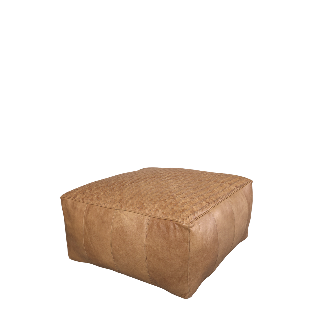Produktbillede af CHIC ANTIQUE LOUNGEPUF I LÆDER COGNAC 75 i premium kvalitet