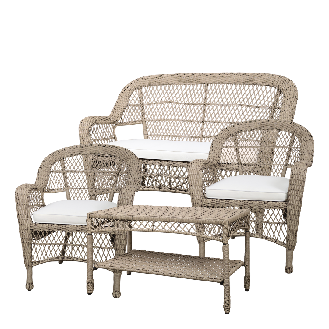 Produktbillede af CHIC ANTIQUE HAVESÆT M/FLET BORD/SOFA 2 STOLE INKL HYNDE NATUR 127 i premium kvalitet