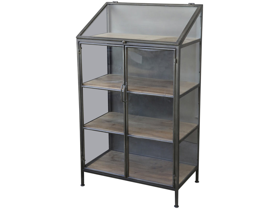 Produktbillede af CHIC ANTIQUE SKAB M/GLAS/3 TRÆHYLDER 115 i premium kvalitet