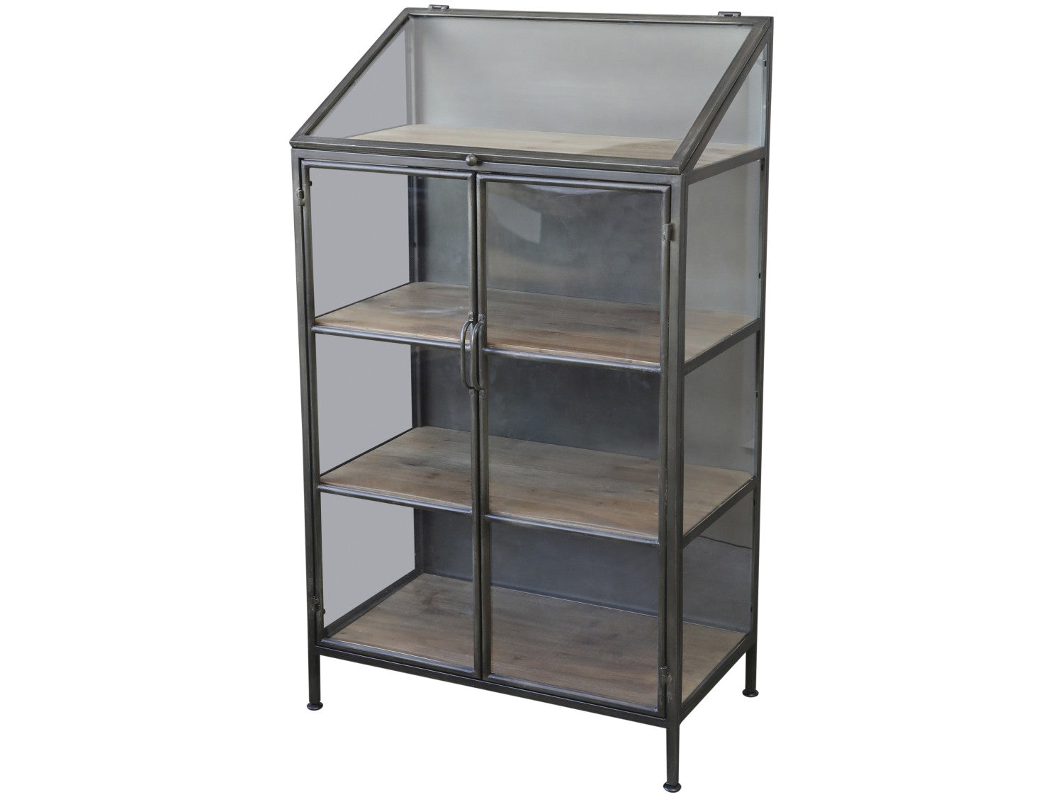 Produktbillede af CHIC ANTIQUE SKAB M/GLAS/3 TRÆHYLDER 115 i premium kvalitet