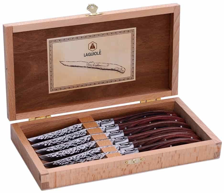 Laguiole Momuy 6 Steakknive i Træ ✔ Kæmpe udvalg i  Laguiole ✔ Billig fragt og hurtig levering 2 - 5 hverdage - Varenummer: BAR-13346 / Ean: '3661075097615 på lager - Udsalg på Køkken | Borddækning | Bestik Spar op til 54% - Over 392 kendte brands på udsalg