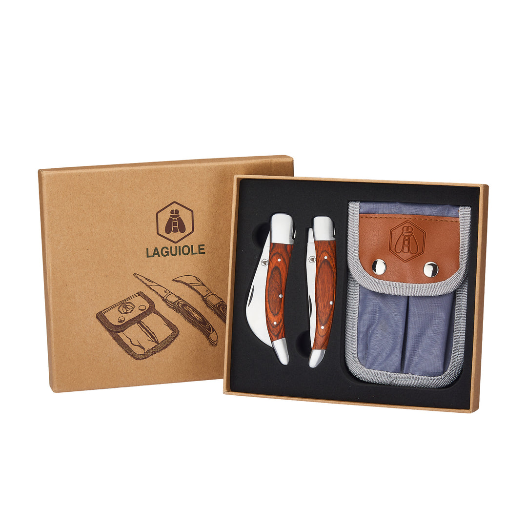 Produktbillede af Laguiole Foldbar haveknive i etui 2 stk i premium kvalitet