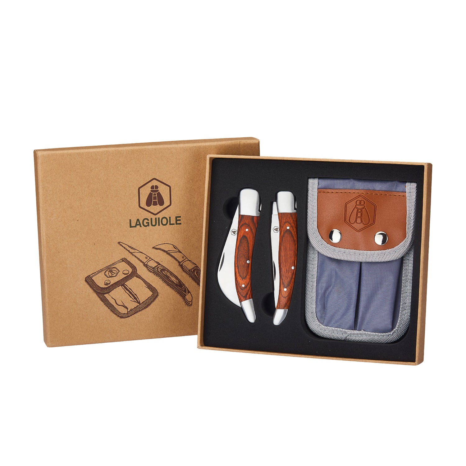 Produktbillede af Laguiole Foldbar haveknive i etui 2 stk i premium kvalitet