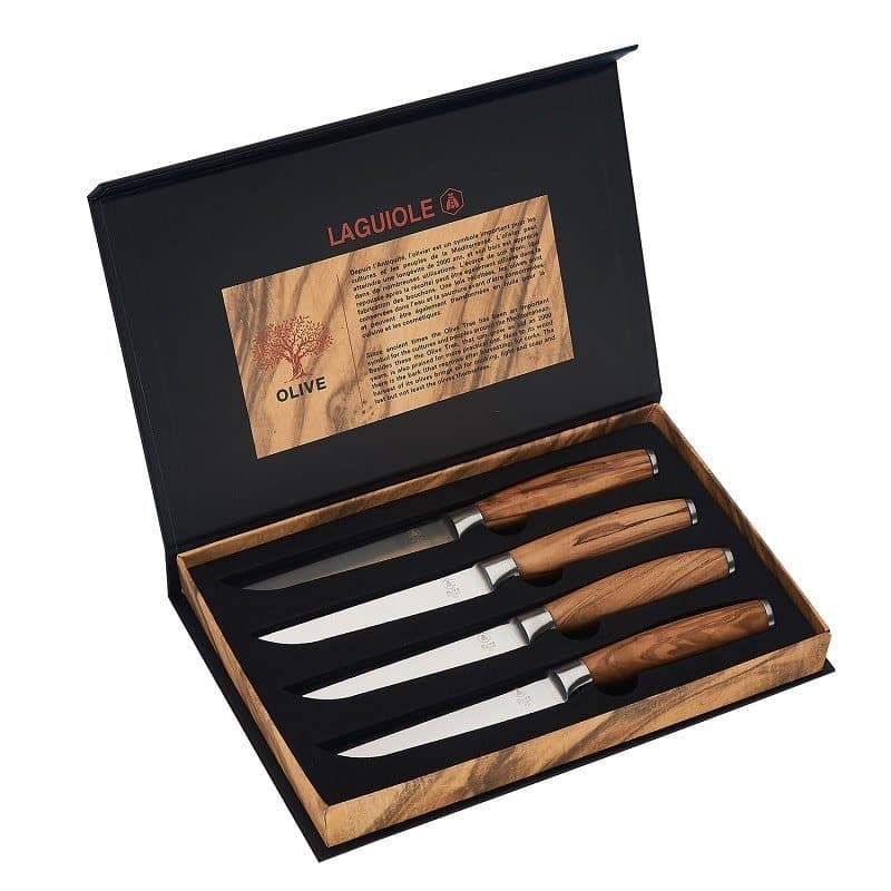 Laguiole Oliventræ Steakknive 4 Stk ❤ Kæmpe udvalg i Laguiole ❤ Billig fragt og hurtig levering 2 - 5 hverdage - Varenummer: BAR-18239 / Ean: '3661075218744 på lager - Udsalg på Køkken Borddækning Bestik Spar op til 62% - Over 324 kendte brands på udsalg