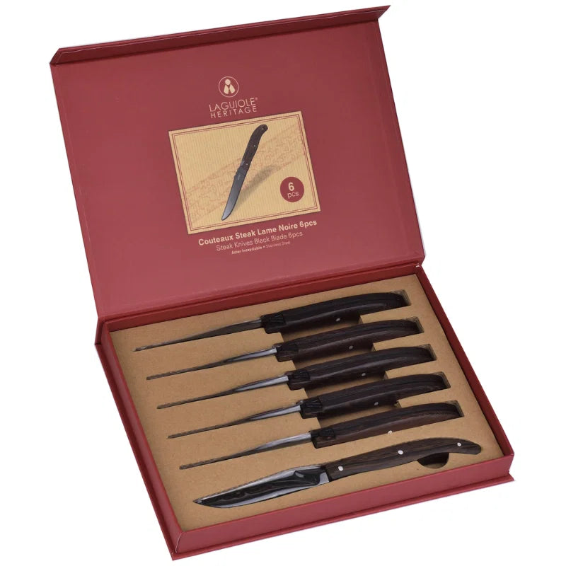 Laguiole Herit Steakknive i Sort 6 Stk.