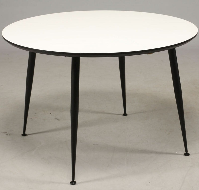 tilbud på DT 110 spisebord i hvid laminat med sorte metal ben. Rund ø 100 cm. Billigt udsalg! Hurtig levering: 1-2 hverdage. Varenummer: 3NDC-148-1075. Spar op til 66%.