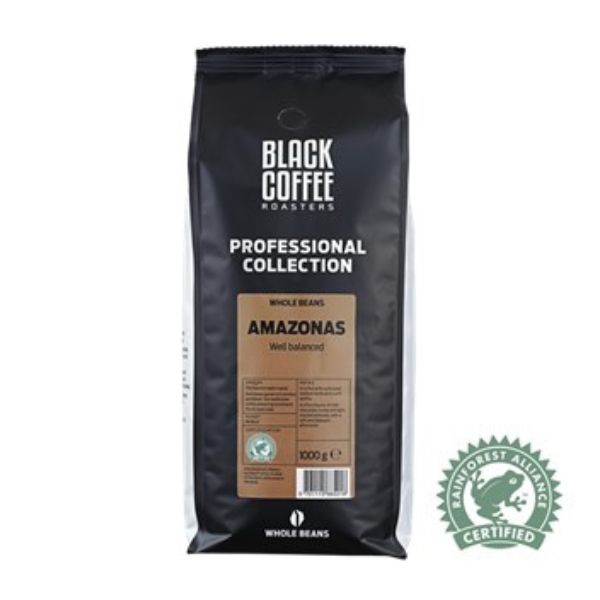 Produktbillede af Sort Kaffe Risterier Pro Amazonas 1kg Hele Bønner på tilbud i brug