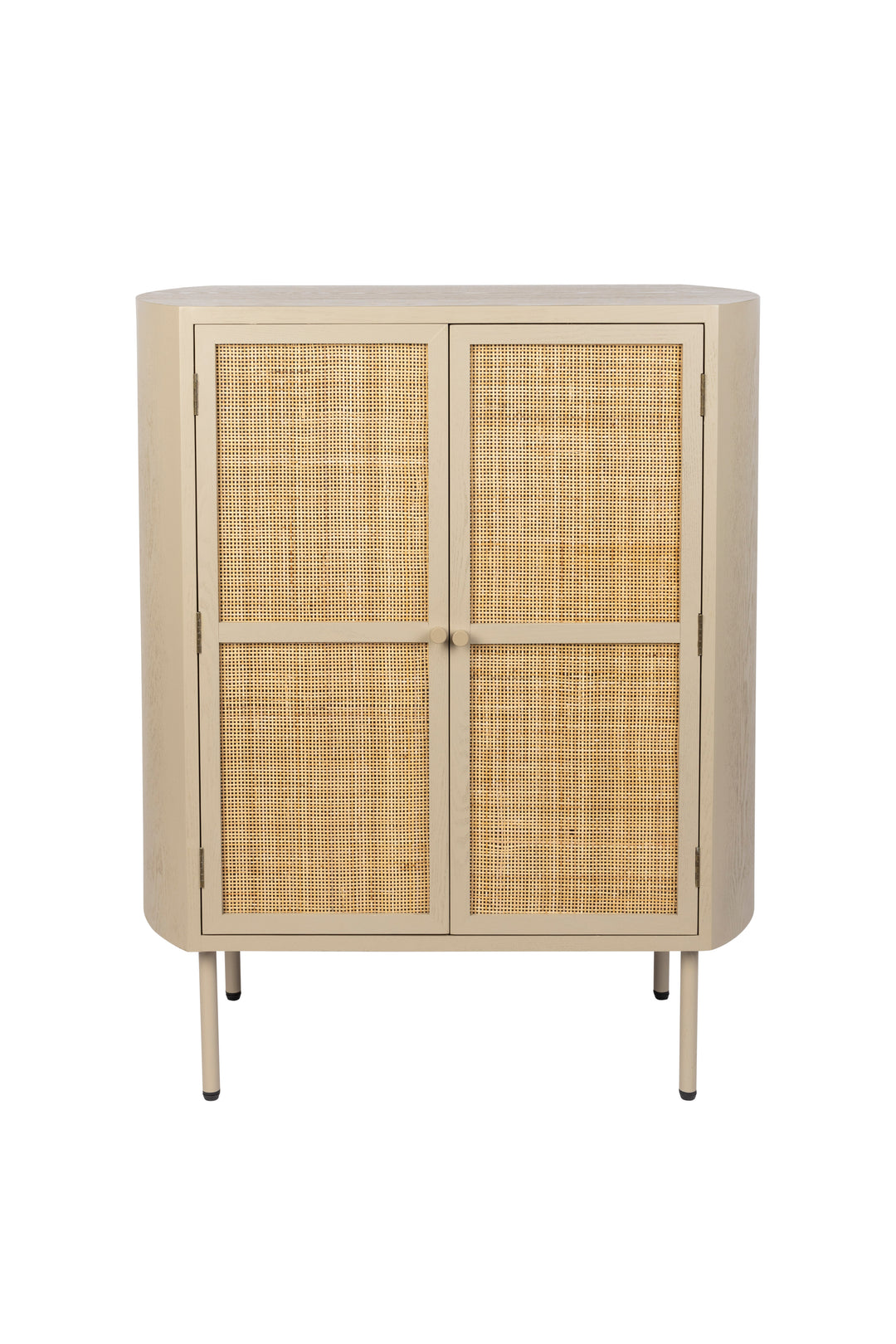 WHITE LABEL LIVING Amaya Lav skab m. 2 låger og hylder rattan og beige stål