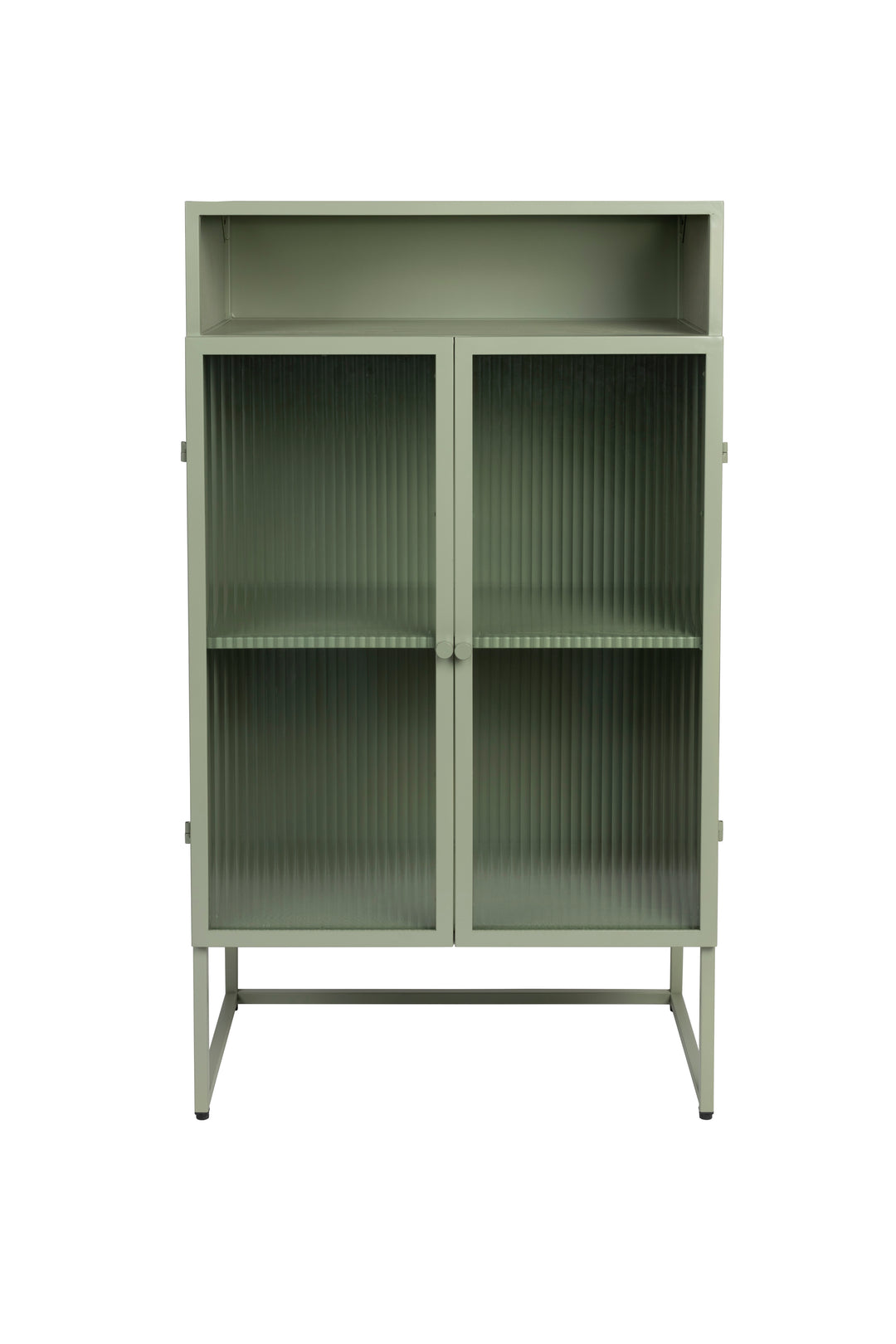 WHITE LABEL LIVING Herbe Large skab m. 2 låger og hylder lysegrøn MDF/metal