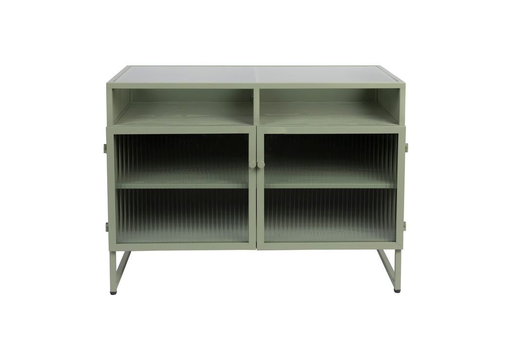 WHITE LABEL LIVING Herbe Medium skab m. 2 låger og hylder lysegrøn MDF/metal