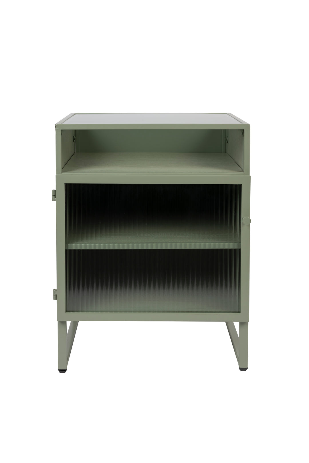 WHITE LABEL LIVING Herbe Lille skab m. 1 låge og hylder lysegrøn MDF/metal