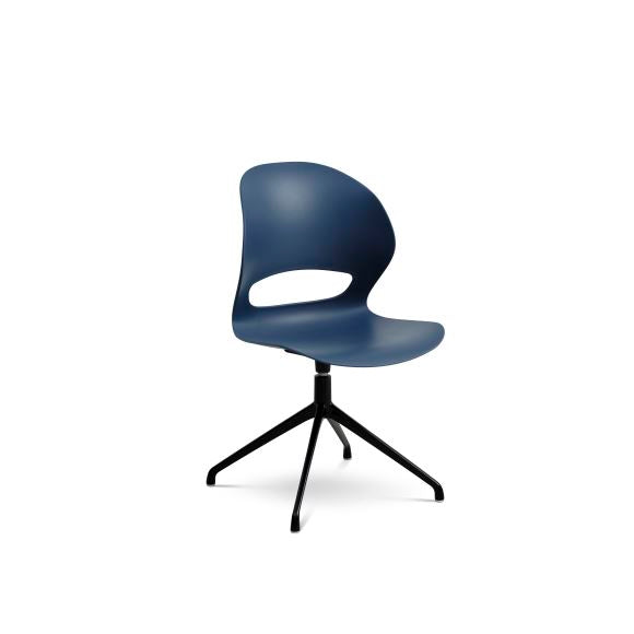 Linea spisebordsstol m. drejefunktion og returdrej denim blå polypropylen og sort metal