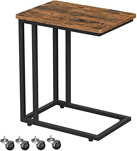 VASAGLE sidebord m. hjul rustik brun spånplade og sort stål 50x35