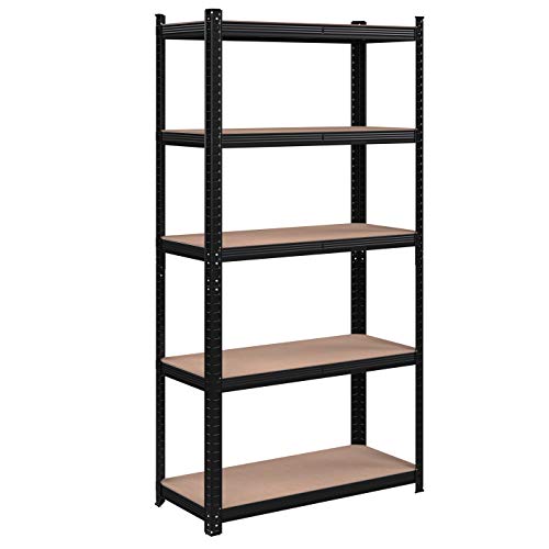 Produktbillede af SONGMICS reol til redskabsrum m. 5 hylder MDF og sort stål i premium kvalitet
