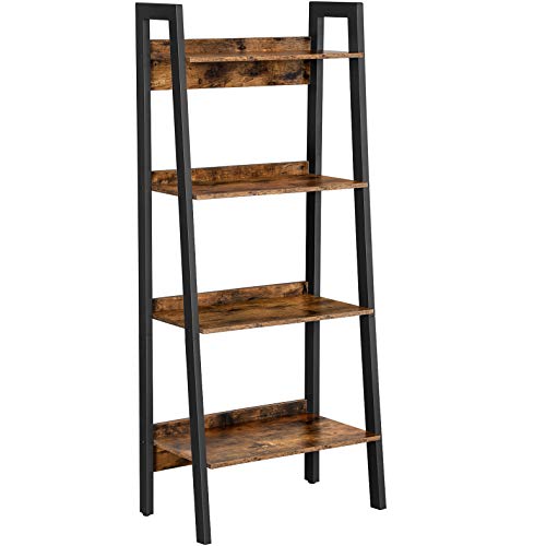 VASAGLE stigereol m. 4 hylder rustik brun spånplade og sort stål