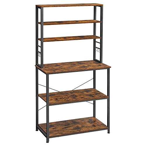 VASAGLE køkkenreol m. 6 S-kroge og 6 hylder brun spånplade og sort stål