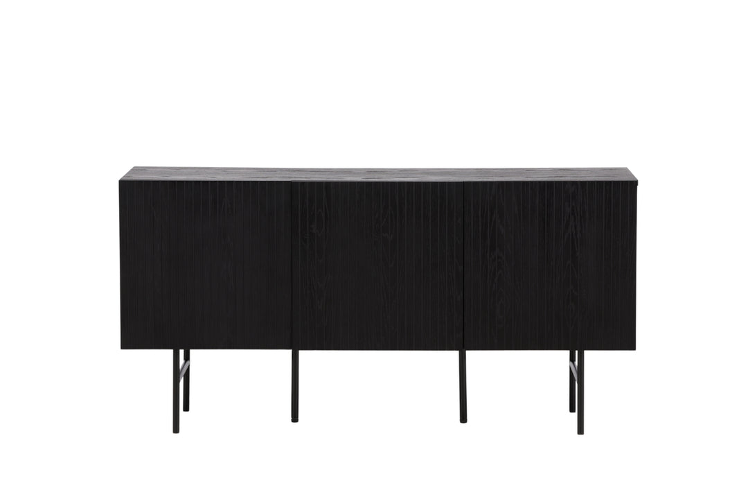 VIND COLLECTION Björkön skænk m. 3 låger og 2 hylder sort finér og sort stål 150x42