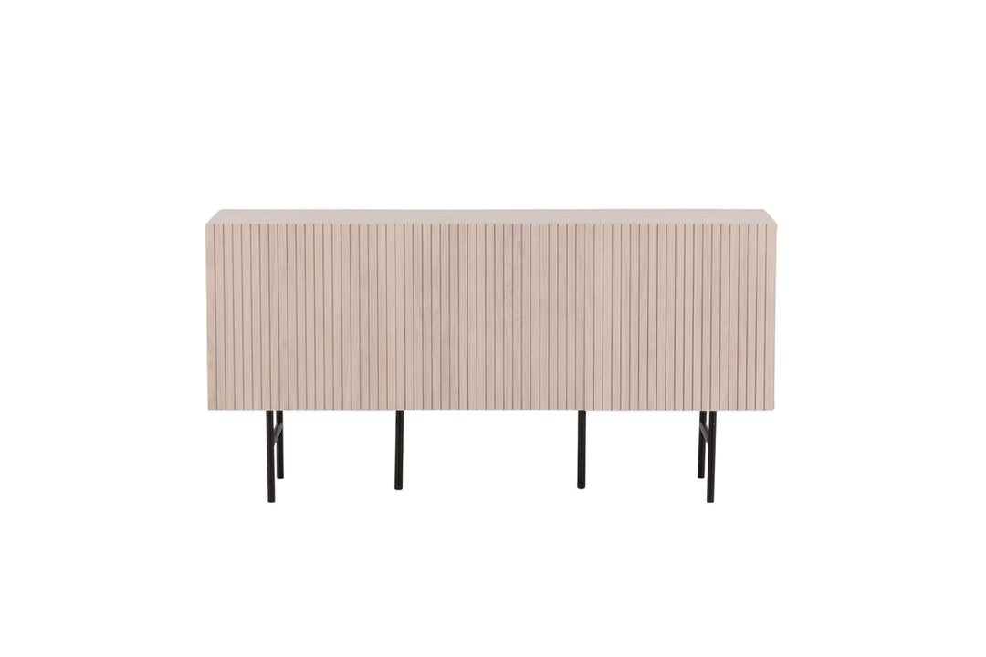 VIND COLLECTION Björkön skænk m. 3 låger og 2 hylder hvidkalket finér og sort stål 150x42