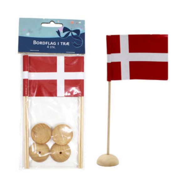 Produktbillede af Bordflag Træ 7,5x5,5 Cm 4 Stk. på tilbud i premium kvalitet