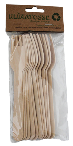 Produktbillede af Engangsgafler I Træ 16 Cm Pk.  12 Stk. *Klimatosse* på tilbud i premium kvalitet