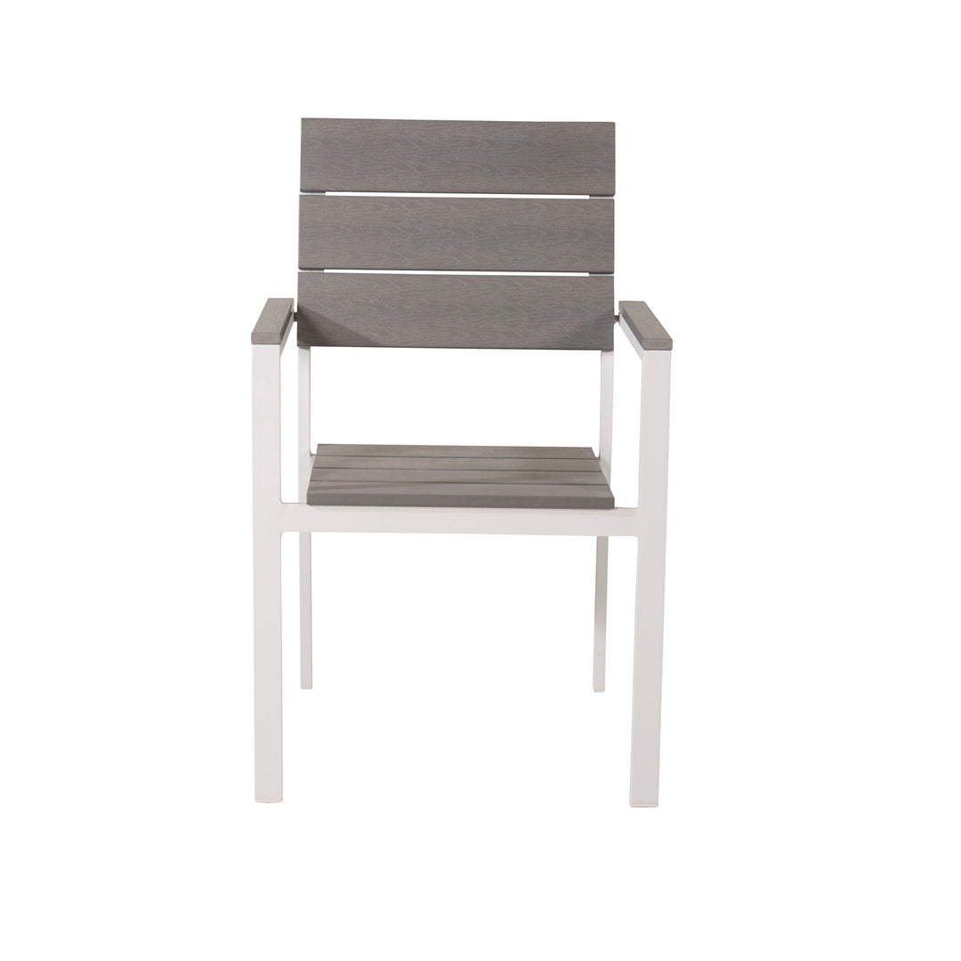 Produktbillede af VENTURE DESIGN Levels havestol m. armlæn grå aintwood og hvid aluminium i premium kvalitet