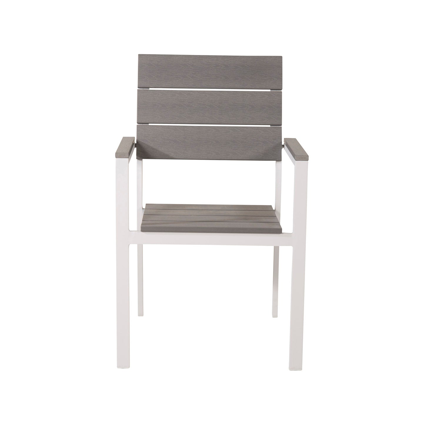 Produktbillede af VENTURE DESIGN Levels havestol m. armlæn grå aintwood og hvid aluminium i premium kvalitet