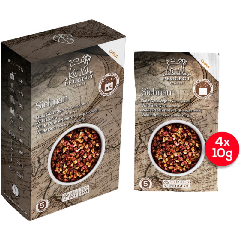Produktbillede af Peugeot Sichuan Rød Peber 40g på tilbud i premium kvalitet