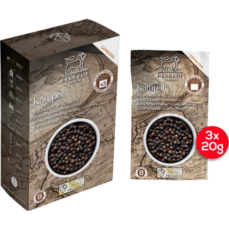 Produktbillede af Peugeot Kampot Sort Peber 60g på tilbud i premium kvalitet