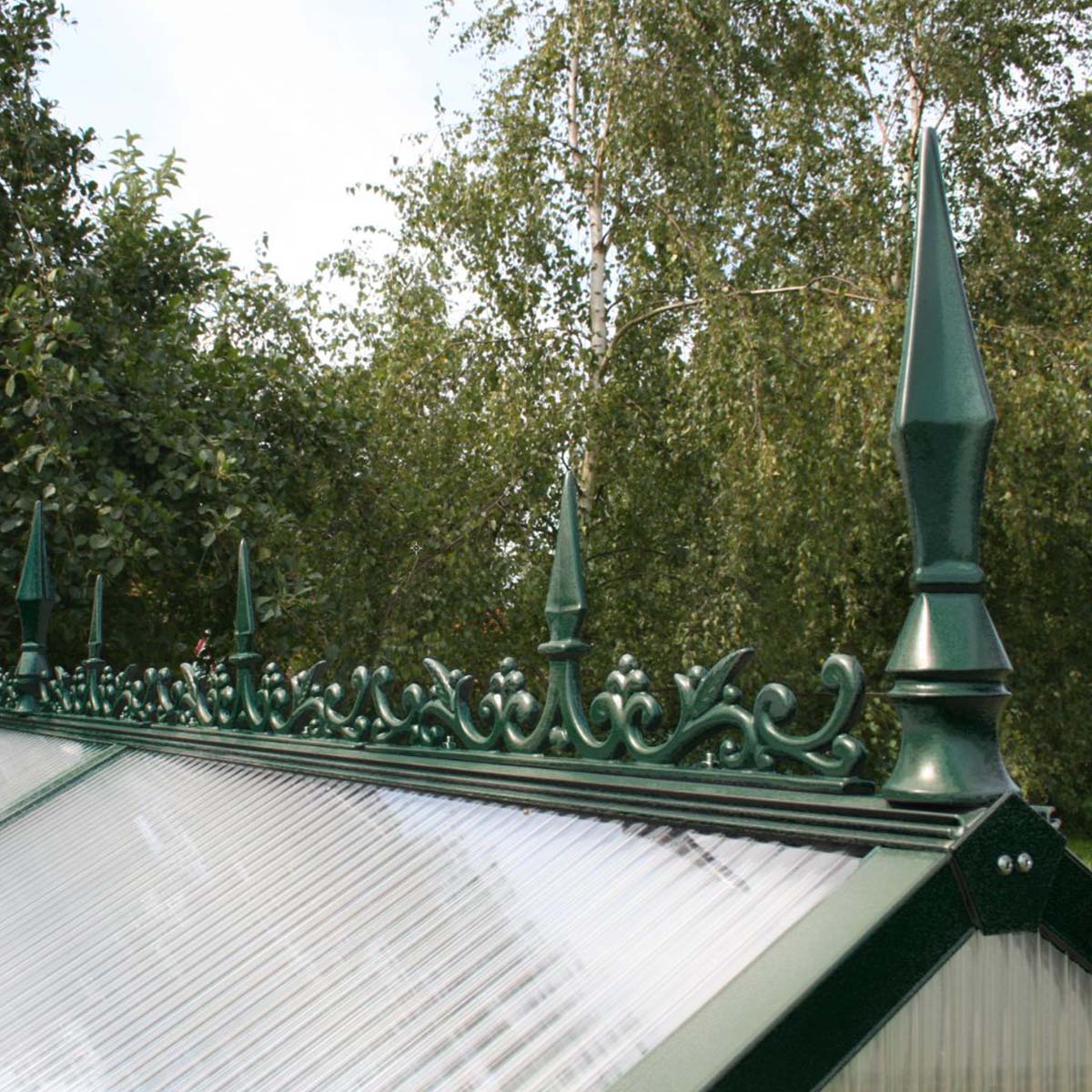 Produktbillede af Rygningsdekoration til Drivhus Model Typ II Mosgrøn RAL 6005 på tilbud i høj kvalitet