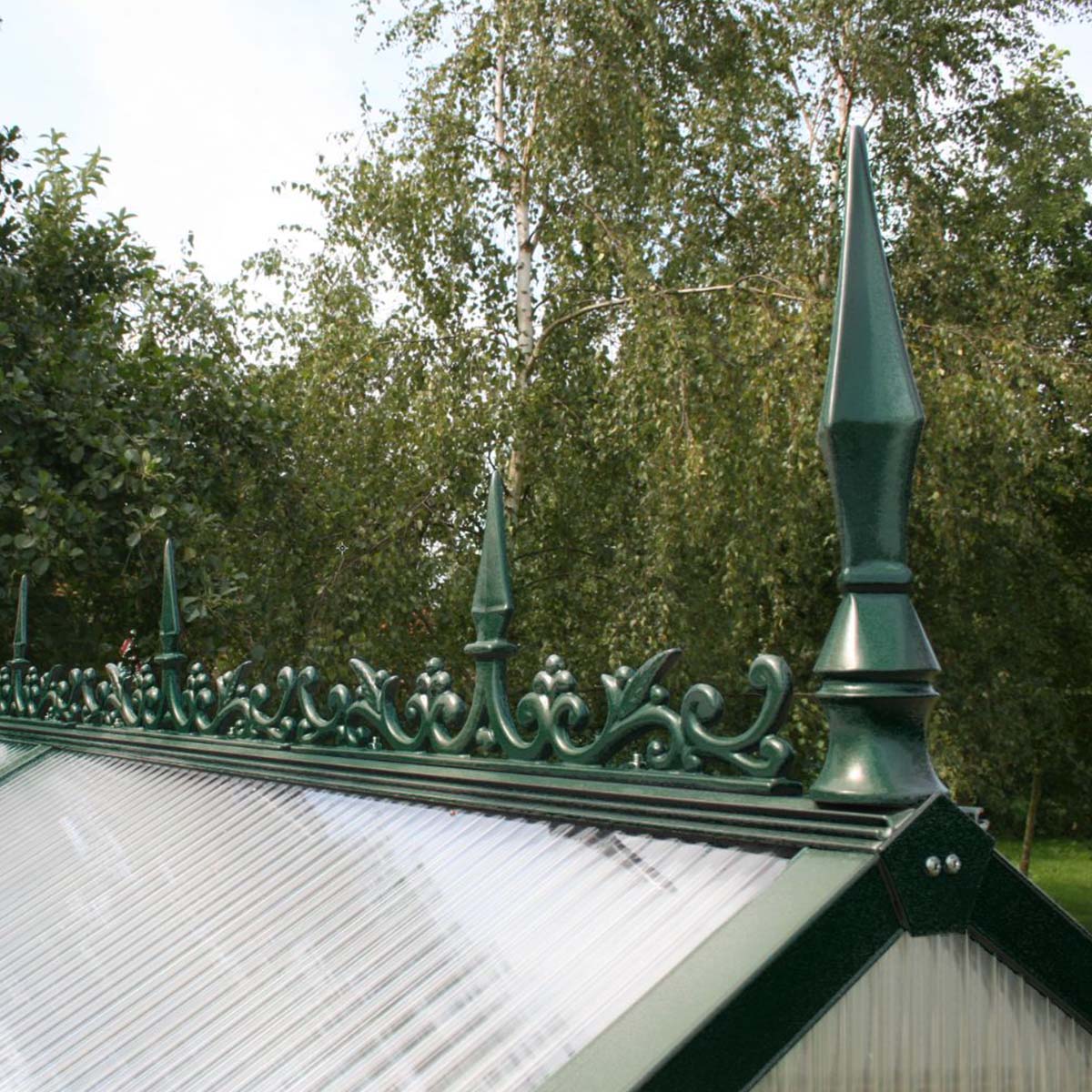 Produktbillede af Rygningsdekoration til Drivhus Model Typ III Mosgrøn RAL 6005 på tilbud i høj kvalitet