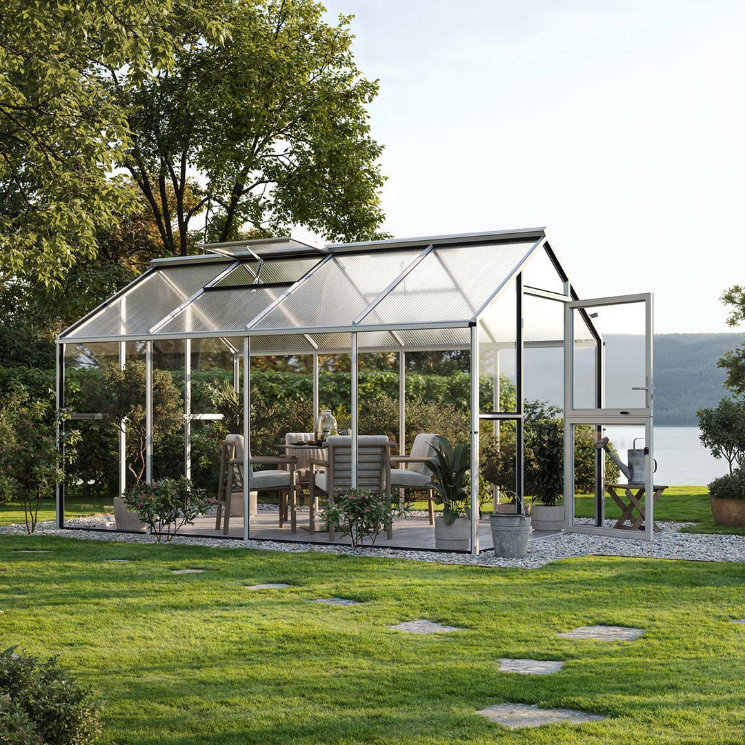 Produktbillede af Drivhus Model Novum IV ESG + HKP Aluminium Natur på tilbud i høj kvalitet