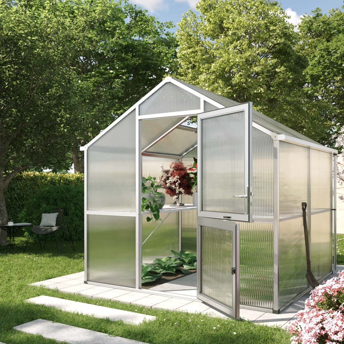 Produktbillede af Drivhus Model Iris II Aluminium Natur på tilbud i høj kvalitet