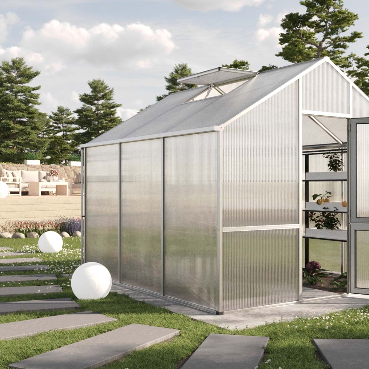 Produktbillede af Drivhus Model Dahlie III Aluminium Natur på tilbud i høj kvalitet