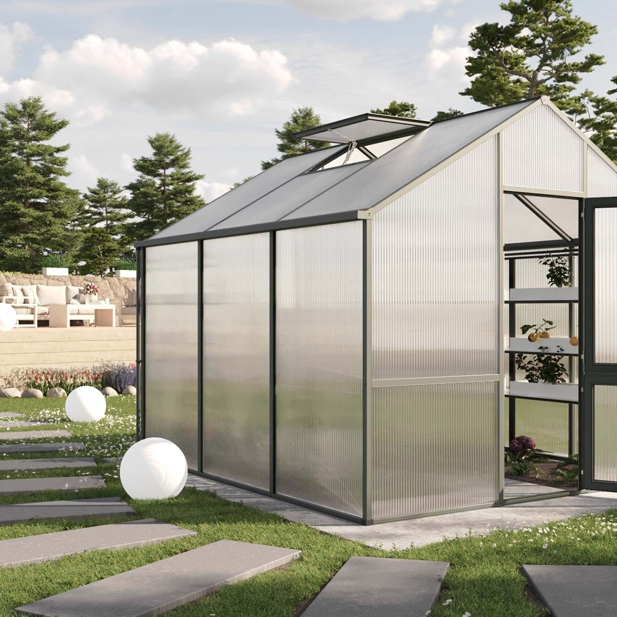 Produktbillede af Drivhus Model Dahlie III Grangrøn på tilbud i høj kvalitet