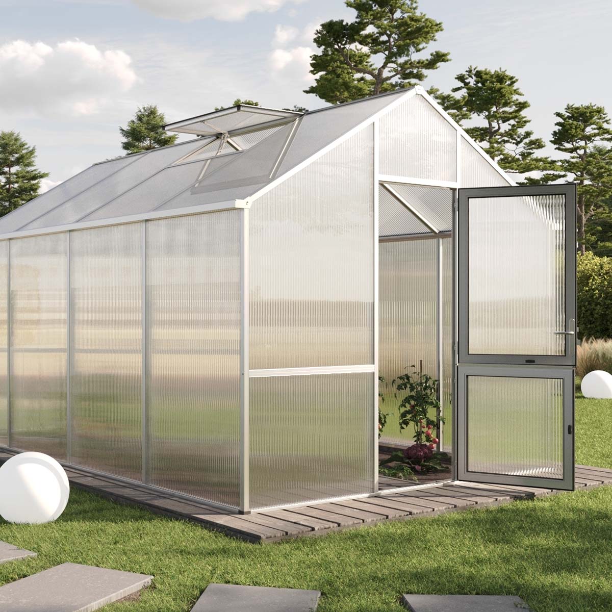 Produktbillede af Drivhus Model Dahlie IV Aluminium Natur på tilbud i høj kvalitet