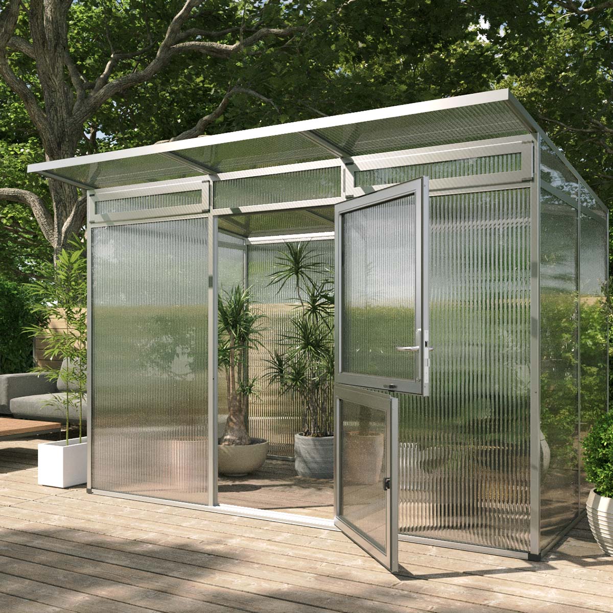 Produktbillede af Drivhus Model Santini II Aluminium Natur på tilbud i høj kvalitet