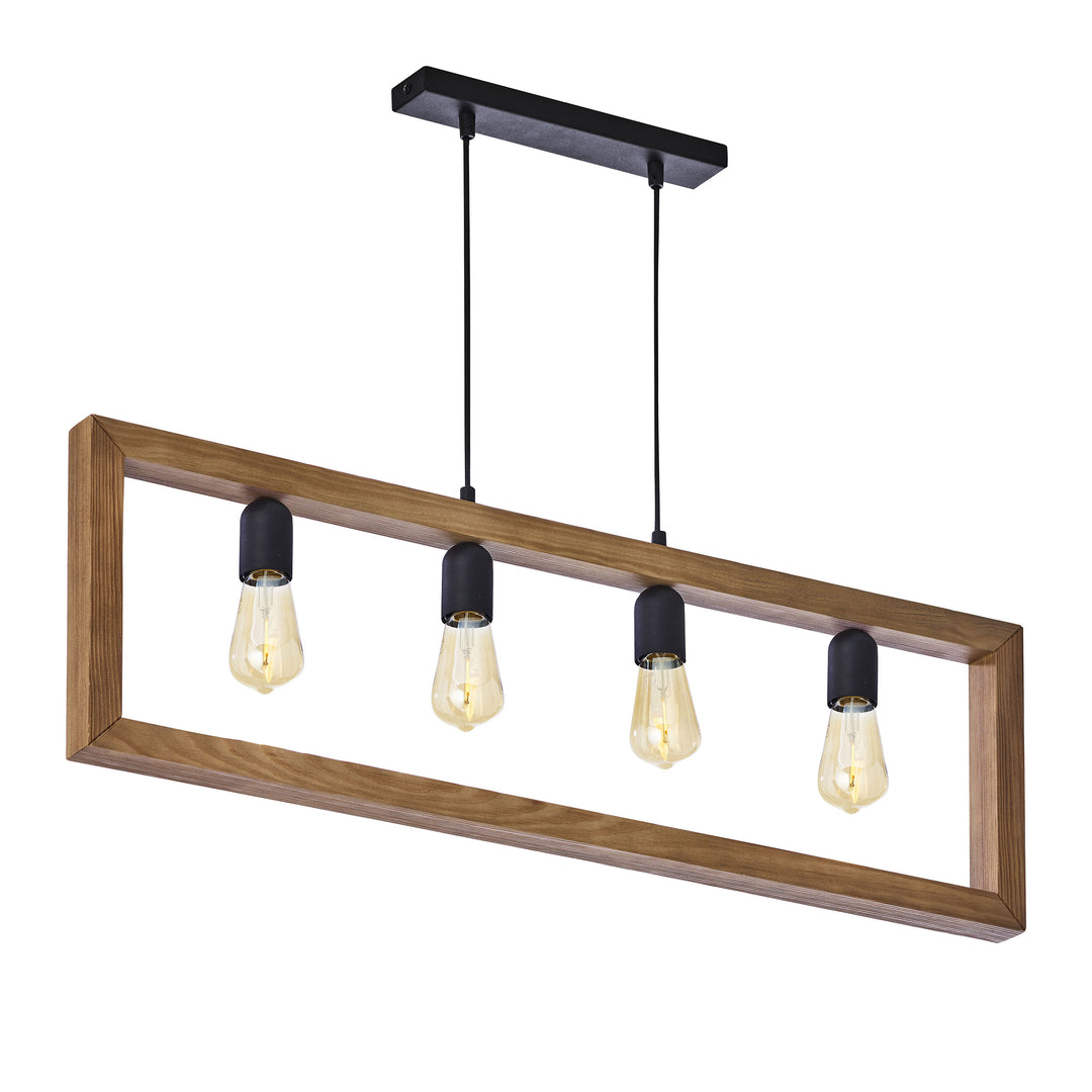 Produktbillede af TK Metro loftlampe natur træ og sort metal i premium kvalitet